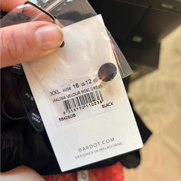 NWT Bardot Black Malina Velour Mini Dress with Cutouts and Puff Sleeves Size 12 - Picture 3 of 15